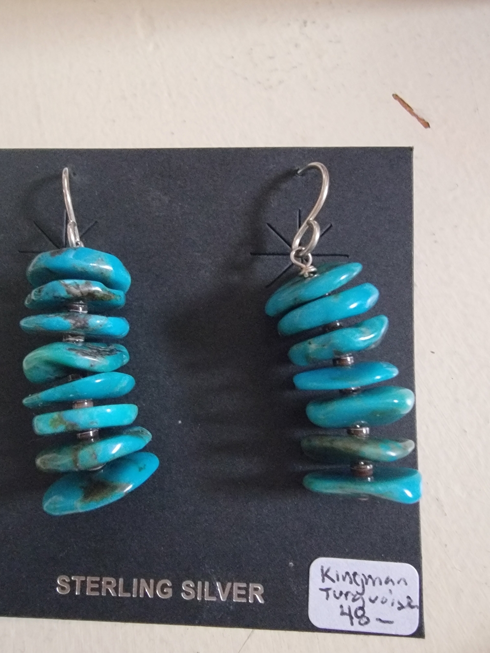 Kingman Turquoise Stack Drop Earrings - Bright Blue